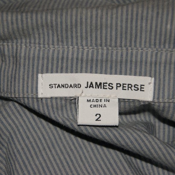 JAMES PERSE Gray Striped Contrast Panel Shirt 2/M - Picture 6 of 11